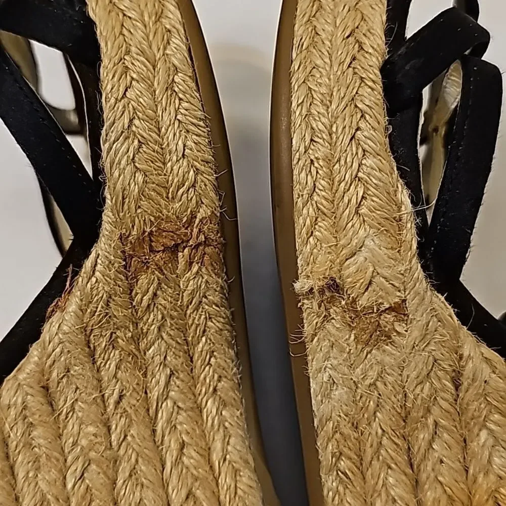 PRADA SPORT Black Leather Wedge Espadrilles - Picture 4 of 10